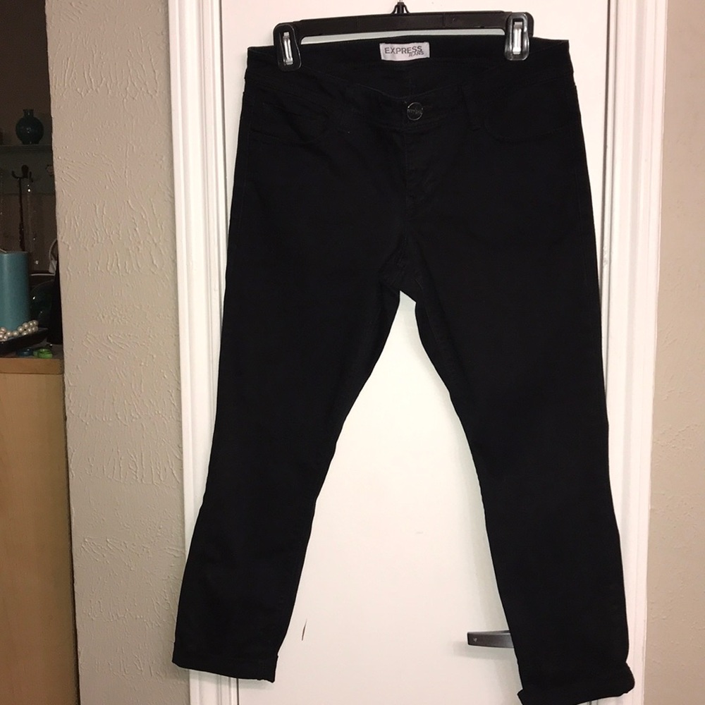 Express stretch denim capris-black